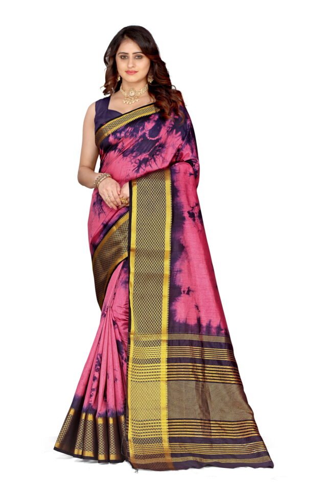 Saree Online Shopping Golden Pink Colour Saree - Designer Sarees Rs 500 to 1000