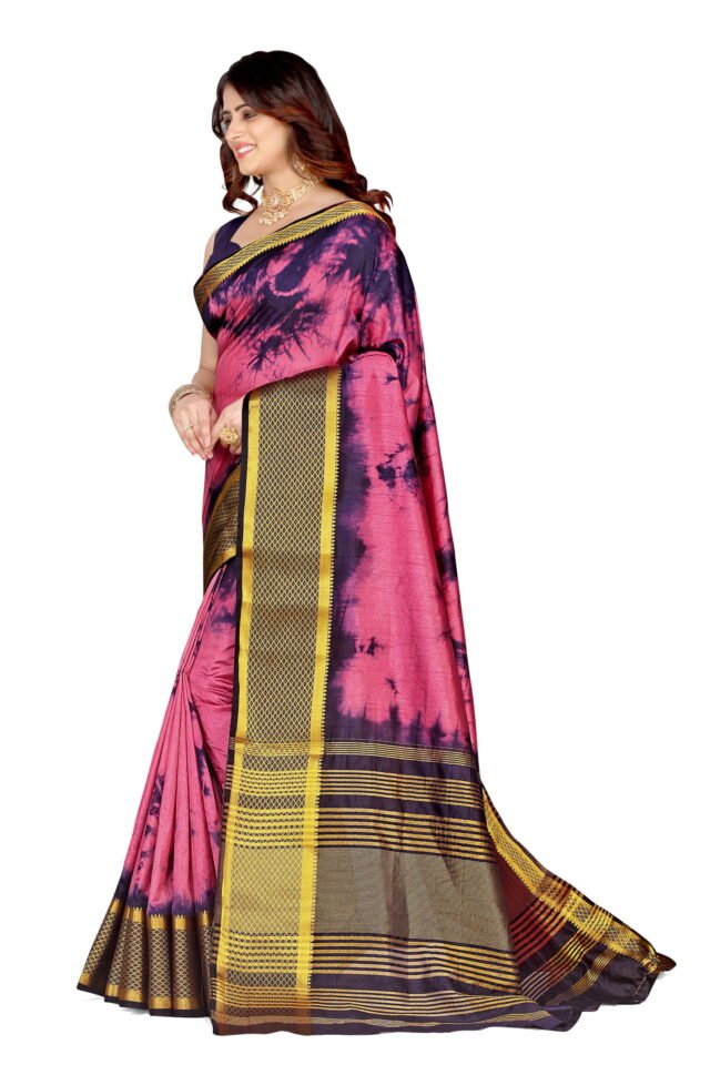 Saree Online Shopping Golden Pink Colour Saree - Designer Sarees Rs 500 to 1000