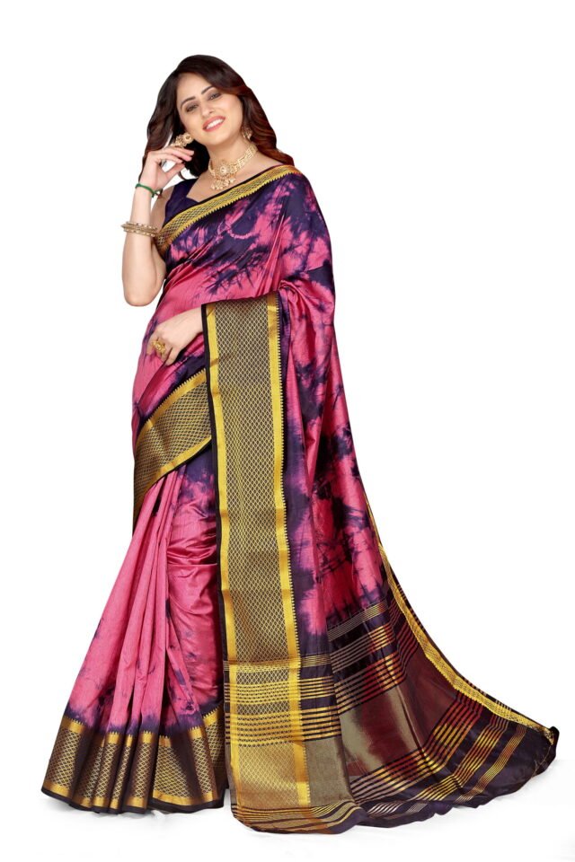 Saree Online Shopping Golden Pink Colour Saree - Designer Sarees Rs 500 to 1000