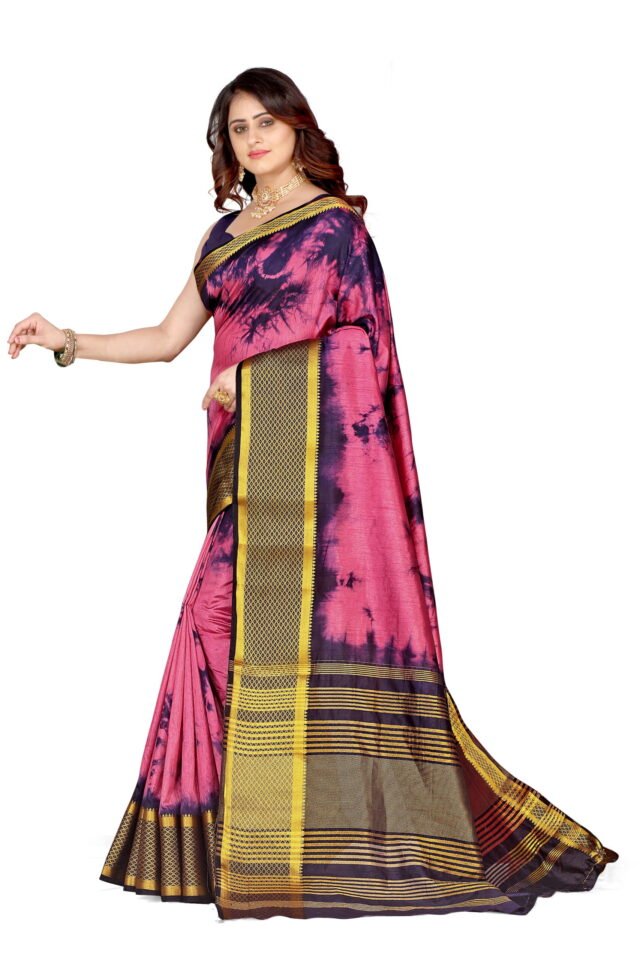 Saree Online Shopping Golden Pink Colour Saree - Designer Sarees Rs 500 to 1000