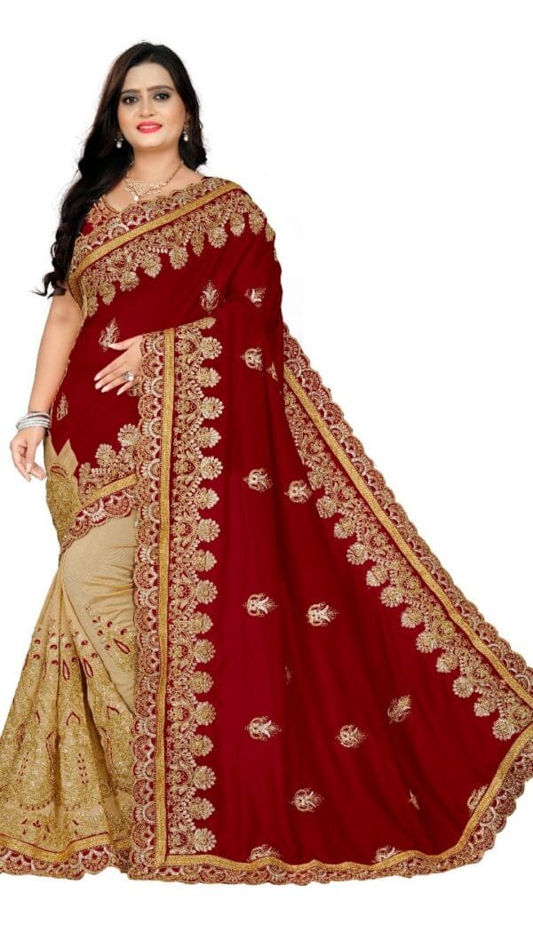 Saree Online Shopping - Light Brown Colour Designer Sarees Rs 500 to 1000