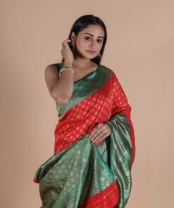Saree Online Shopping Low Price Green Red Colour Saree - Designer Sarees Rs 500 to 1000