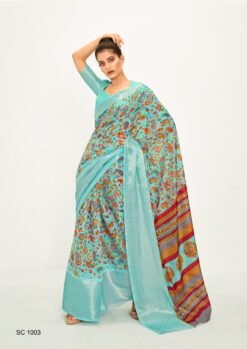 Saree Online Shopping Sky Blue Colour - Designer Sarees Rs 500 to 1000