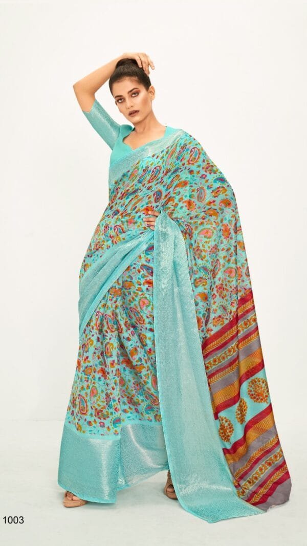 Saree Online Shopping Sky Blue Colour - Designer Sarees Rs 500 to 1000