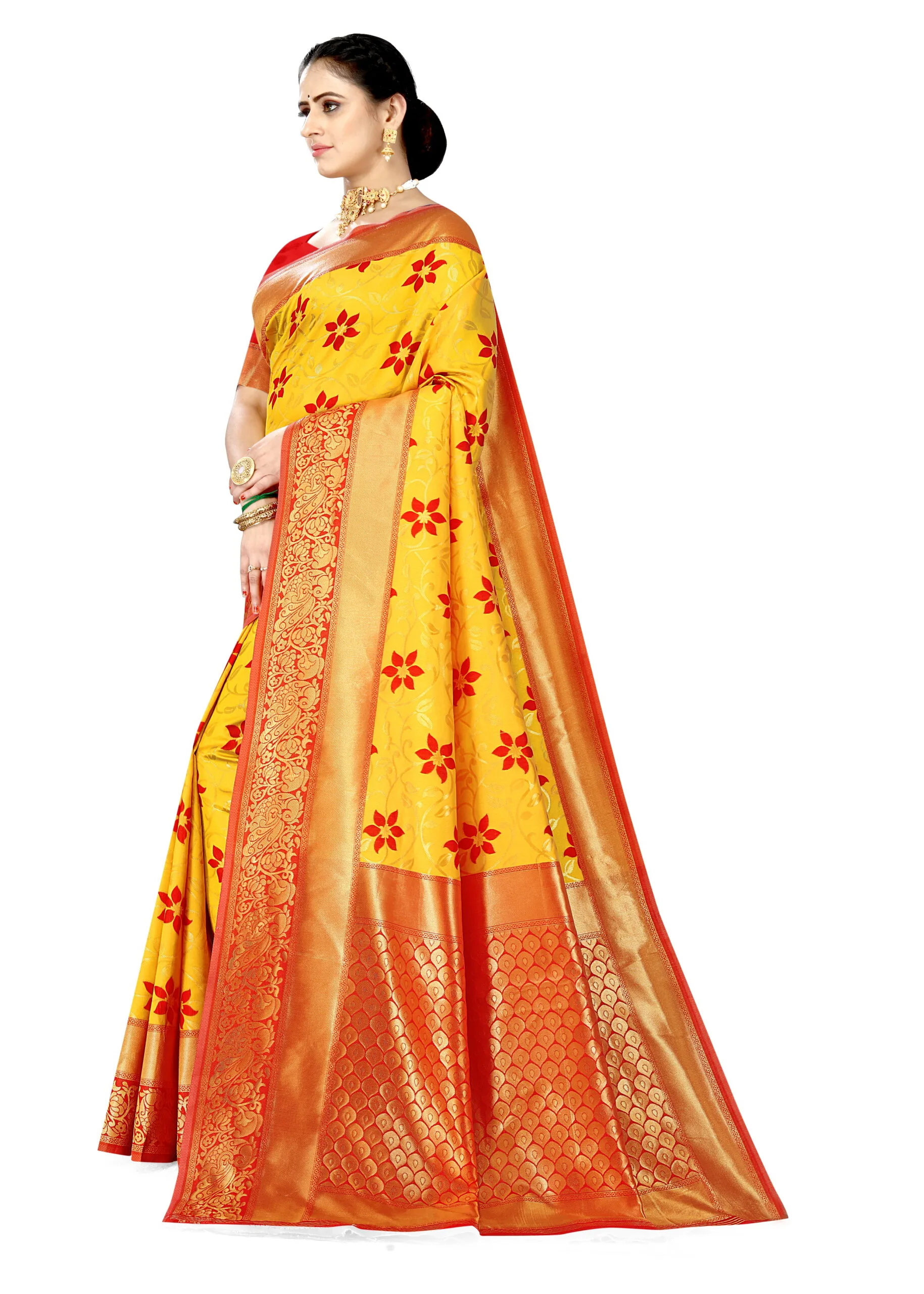 Sarees Online Below 1000 Yellow Colour Saree - Designer Sarees Rs 500 to 1000