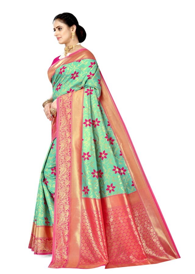 Sarees Online One Day Delivery Pink Green Colour Saree - Designer Sarees Rs 500 to 1000