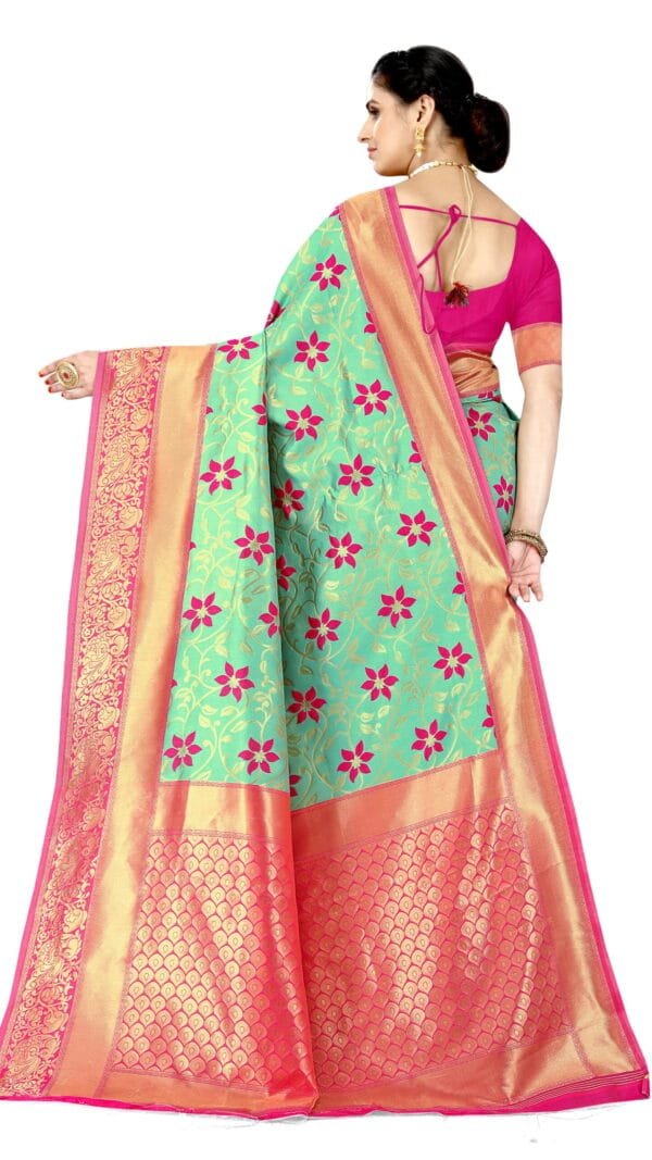Sarees Online One Day Delivery Pink Green Colour Saree - Designer Sarees Rs 500 to 1000