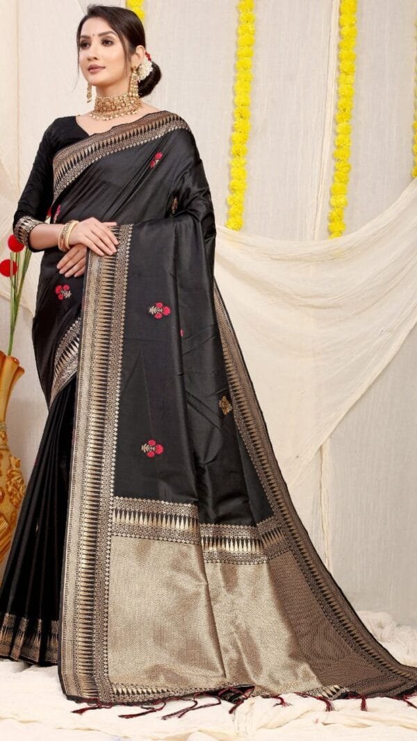 Sarees Online Shopping Wholesale -Black Colour Designer Sarees Rs 500 to 1000