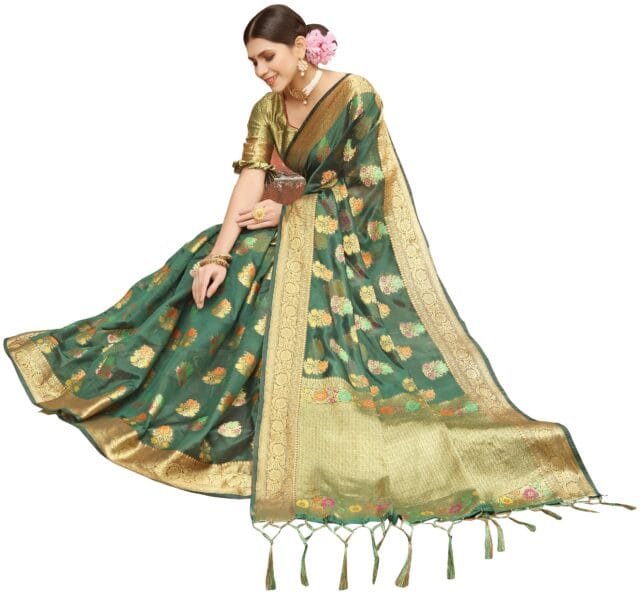Sarees Online Shopping Wholesale Green Colour Saree - Designer Sarees Rs 500 to 1000