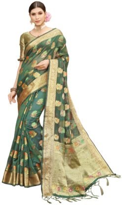 Sarees Online Shopping Wholesale Green Colour Saree - Designer Sarees Rs 500 to 1000