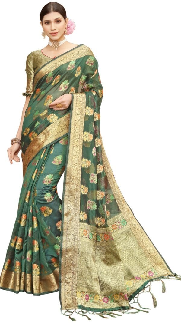 Sarees Online Shopping Wholesale Green Colour Saree - Designer Sarees Rs 500 to 1000