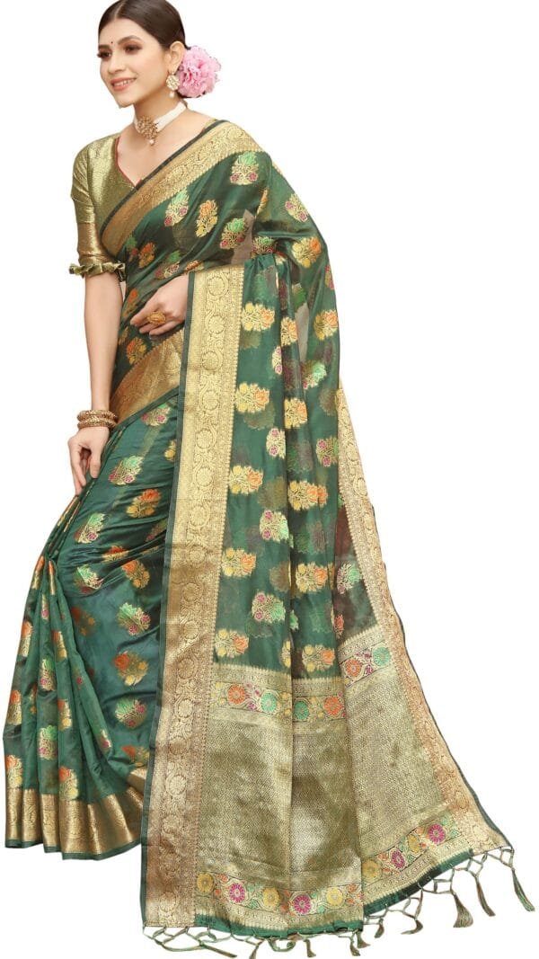 Sarees Online Shopping Wholesale Green Colour Saree - Designer Sarees Rs 500 to 1000