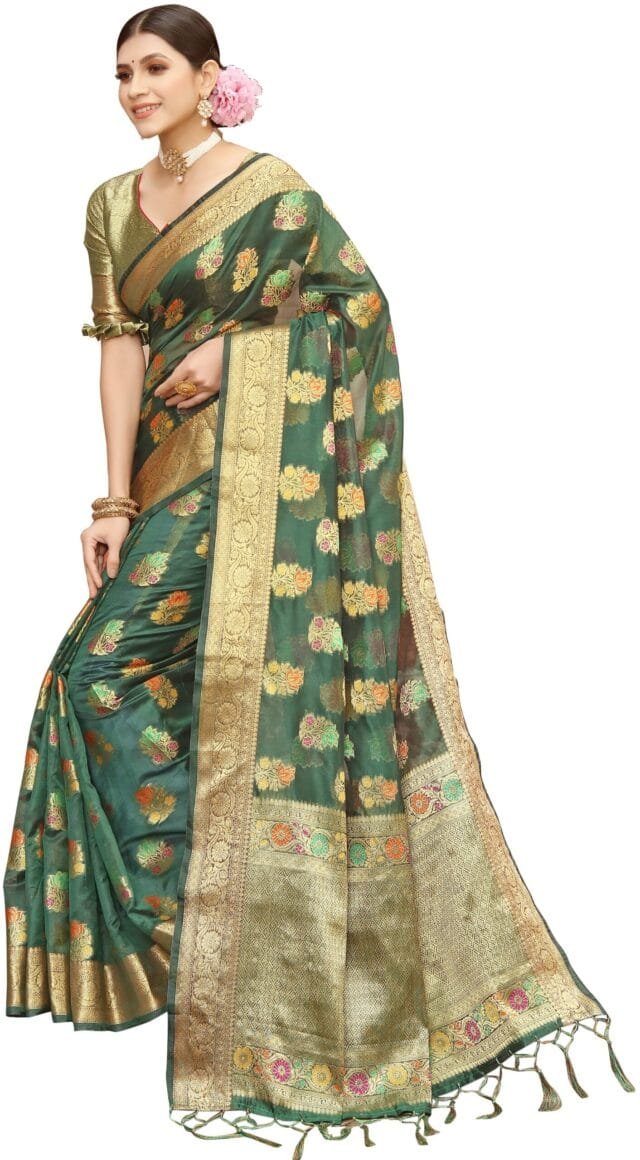 Sarees Online Shopping Wholesale Green Colour Saree - Designer Sarees Rs 500 to 1000