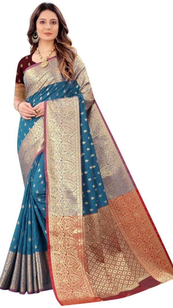 Fancy साड़ी का रेट Firozi Colour Saree - Designer Sarees Rs 500 to 1000