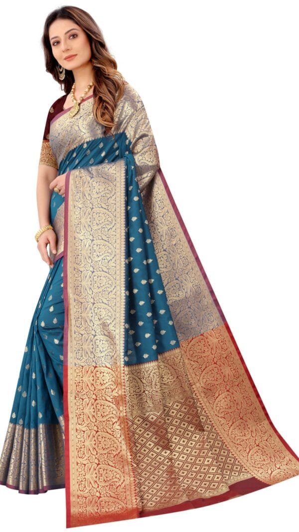 Fancy साड़ी का रेट Firozi Colour Saree - Designer Sarees Rs 500 to 1000