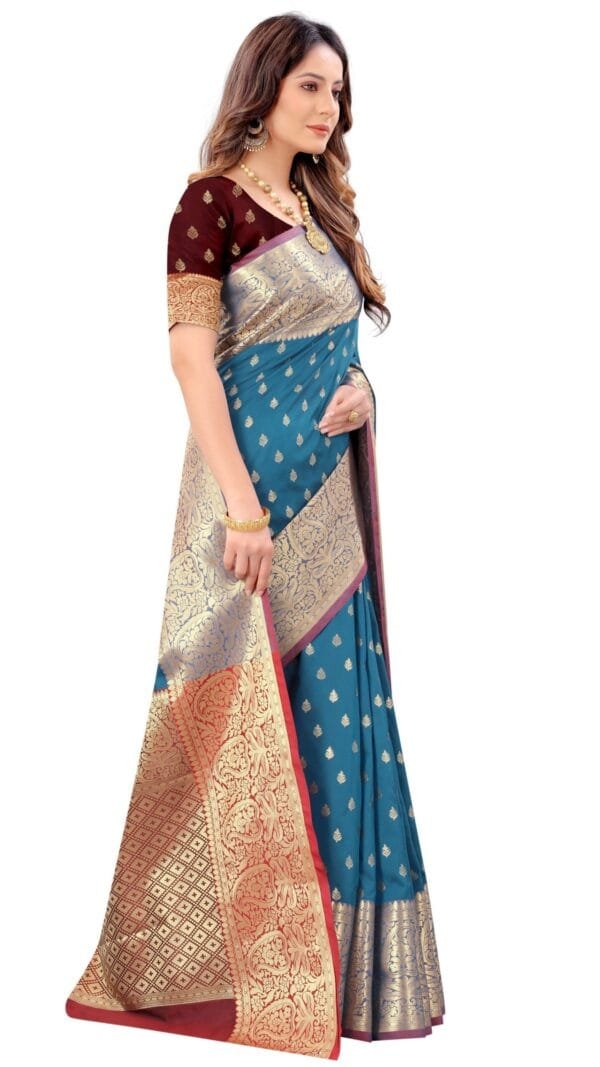 Fancy साड़ी का रेट Firozi Colour Saree - Designer Sarees Rs 500 to 1000