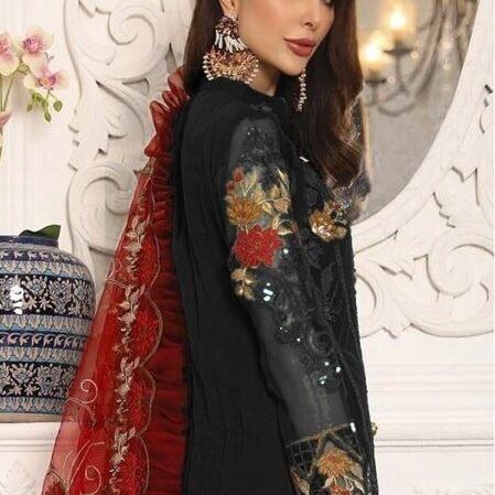 Traditional Pakistani Dress - Black Colour Pakistani Suits - SareesWala.com