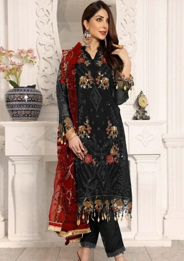 Traditional Pakistani Dress - Black Colour Pakistani Suits
