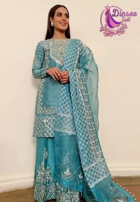 Traditional Pakistani Dress - Blue Colour Pakistani Suits - SareesWala.com