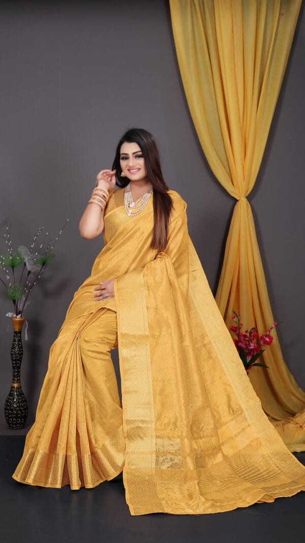 न्यू साड़ी Yellow Colour Saree - Designer Sarees Rs 500 to 1000