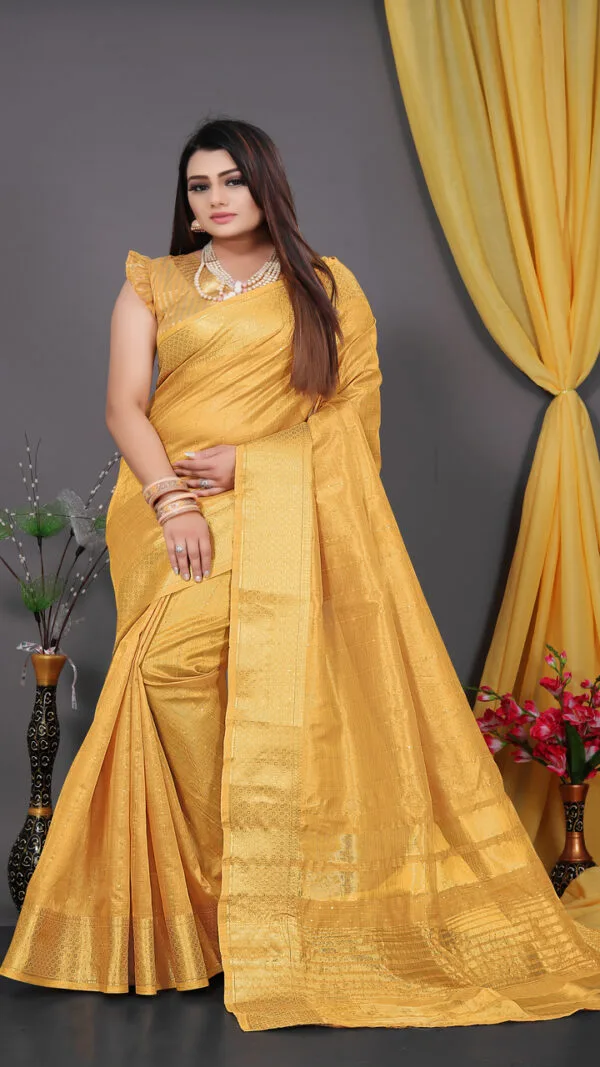 न्यू साड़ी Yellow Colour Saree - Designer Sarees Rs 500 to 1000