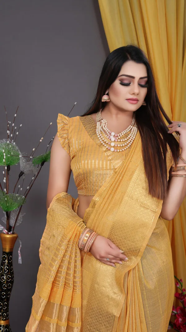 न्यू साड़ी Yellow Colour Saree - Designer Sarees Rs 500 to 1000