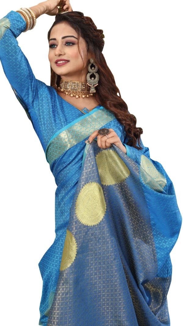 साड़ी Blue Colour Saree - Designer Sarees Rs 500 to 1000