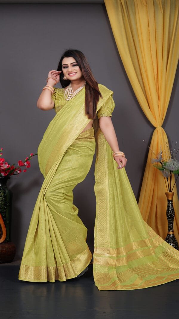 साड़ी का डिजाइन Green Colour Saree - Designer Sarees Rs 500 to 1000