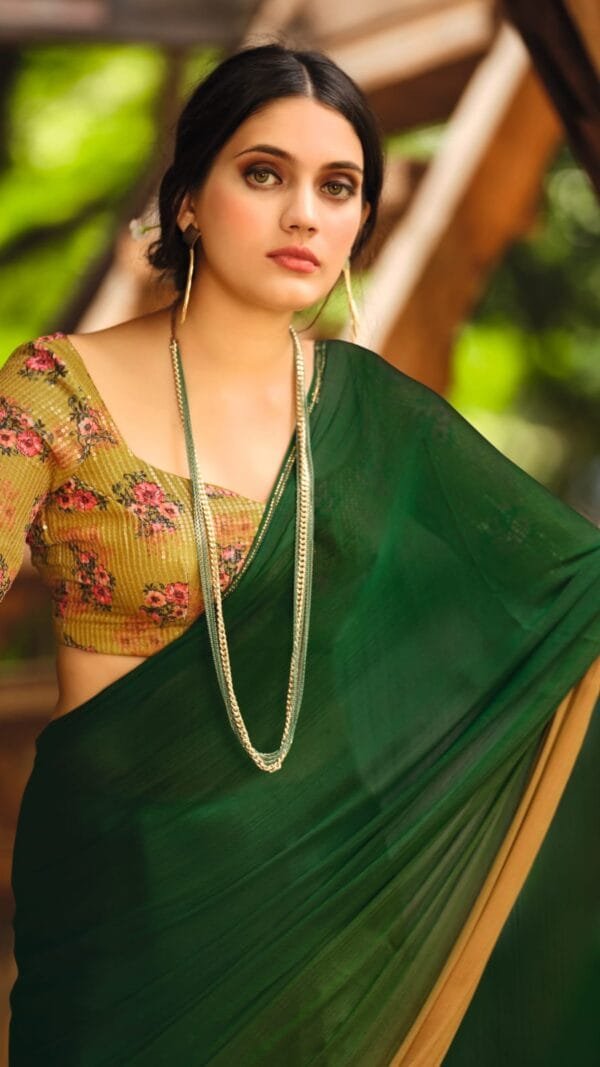 साड़ी की डिजाइन Green Colour Saree - Designer Sarees Rs 500 to 1000