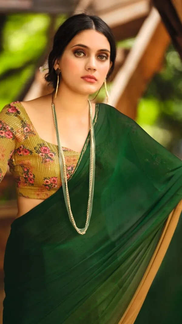 साड़ी की डिजाइन Green Colour Saree - Designer Sarees Rs 500 to 1000
