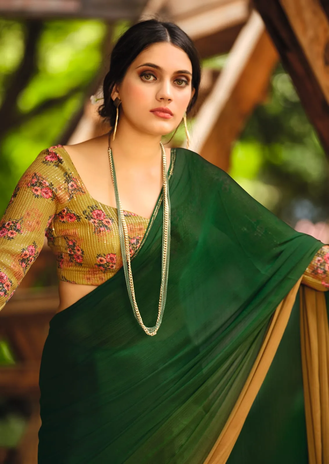 साड़ी की डिजाइन Green Colour Saree - Designer Sarees Rs 500 to 1000