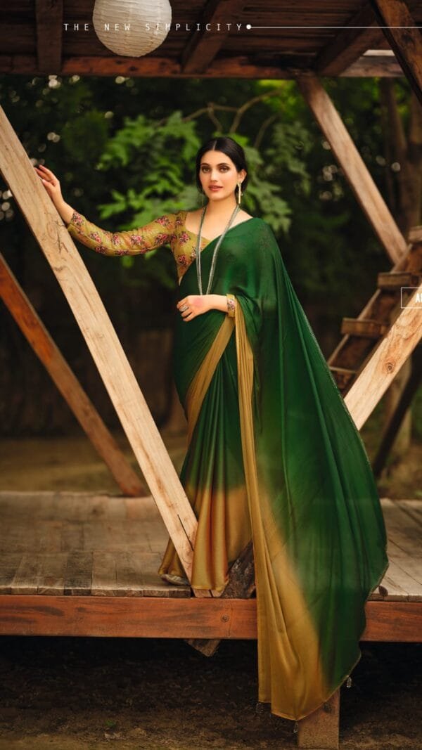साड़ी की डिजाइन Green Colour Saree - Designer Sarees Rs 500 to 1000