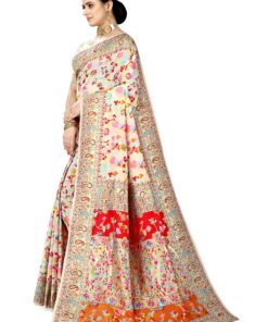 साड़ी की डिजाइन Red White Colour Saree - Designer Sarees Rs 500 to 1000