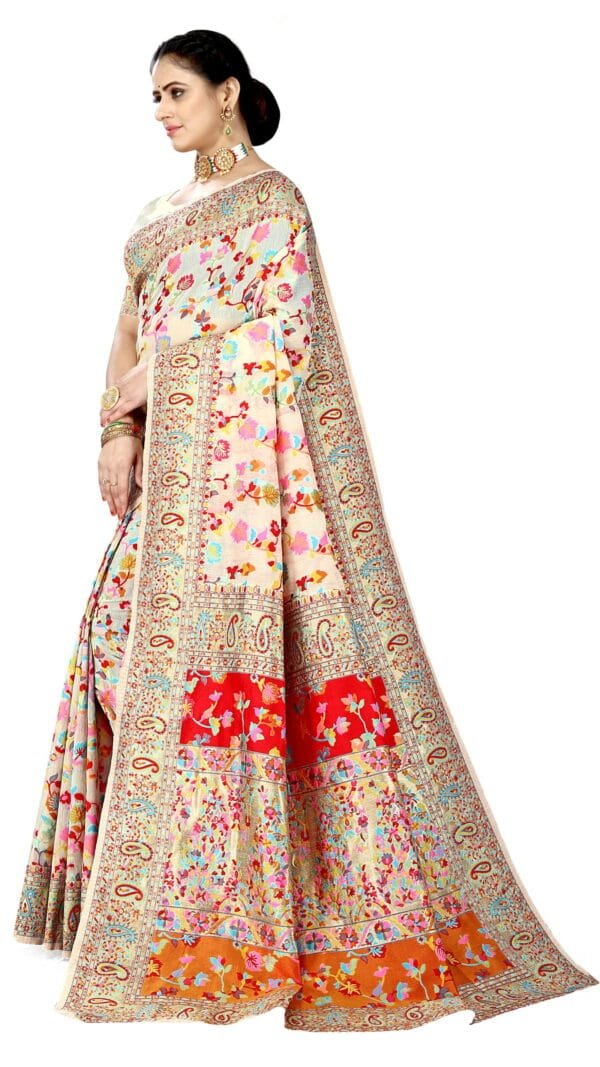 साड़ी की डिजाइन Red White Colour Saree - Designer Sarees Rs 500 to 1000