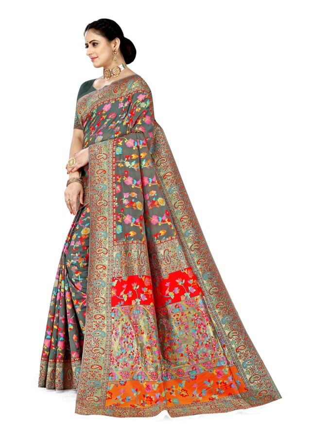 साड़ी डिजाइन Gray Colour Saree - Designer Sarees Rs 500 to 1000