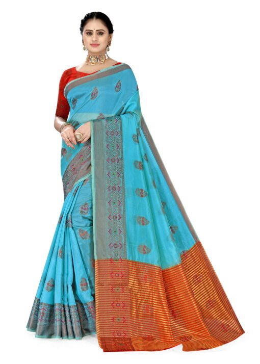 साड़ी नाम लिस्ट तस्वीरें Sky Blue Colour Saree - Designer Sarees Rs 500 to 1000