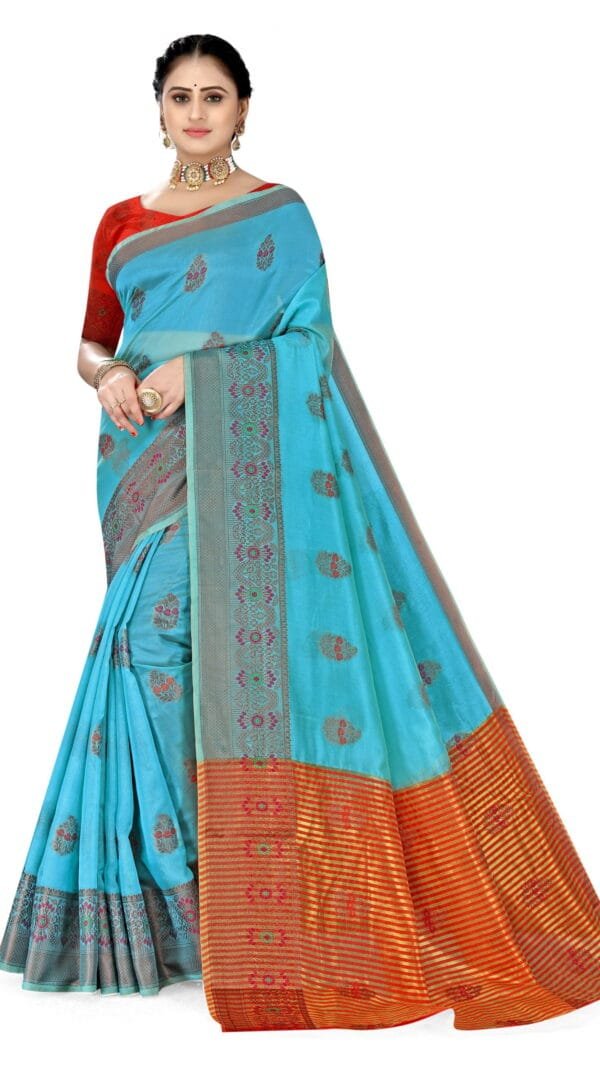 साड़ी नाम लिस्ट तस्वीरें Sky Blue Colour Saree - Designer Sarees Rs 500 to 1000