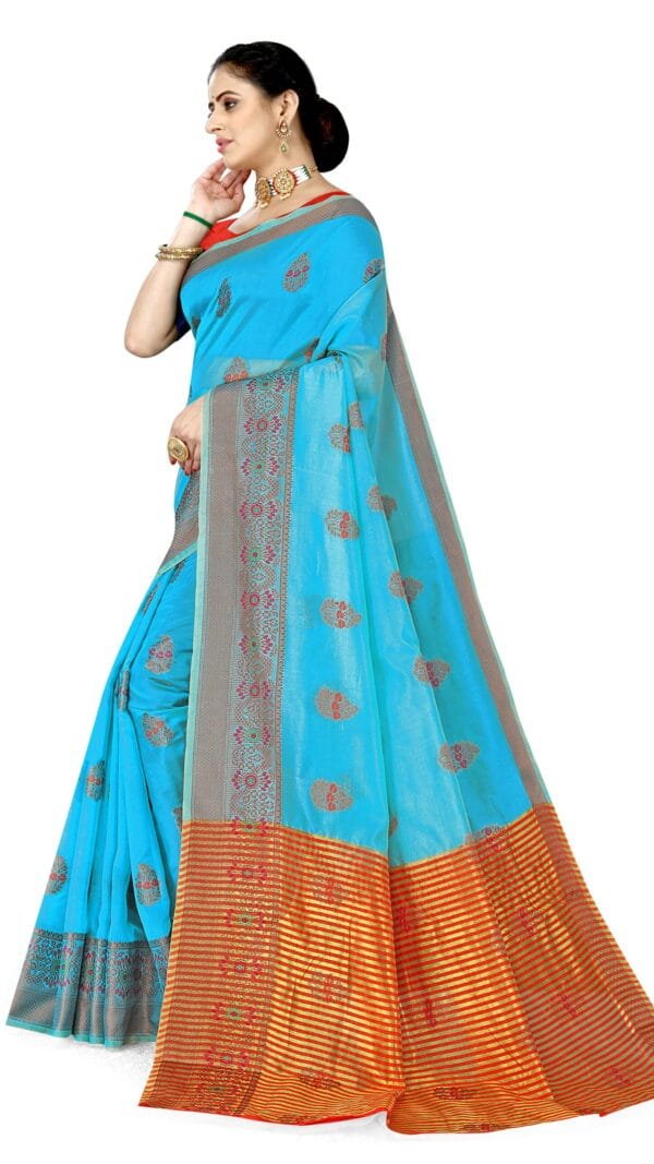 साड़ी नाम लिस्ट तस्वीरें Sky Blue Colour Saree - Designer Sarees Rs 500 to 1000