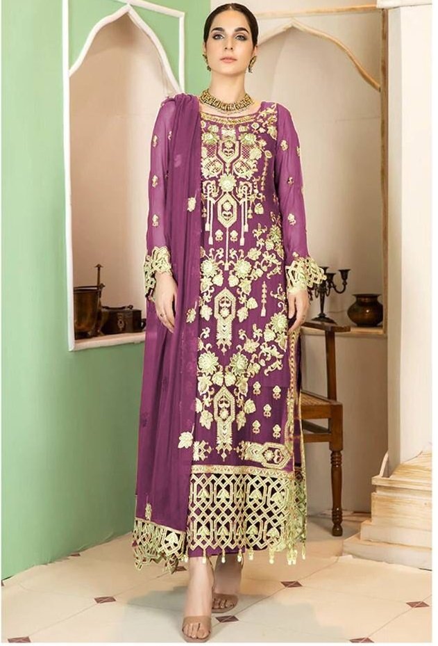 Dinsaa 240 Colors Fancy Organza Silk Pakistani Dress Catalog Dealers