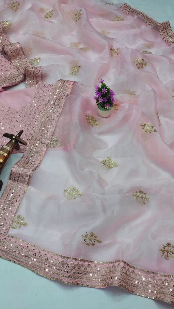 Buy Online Premium Organza Embroidery Designer Saree