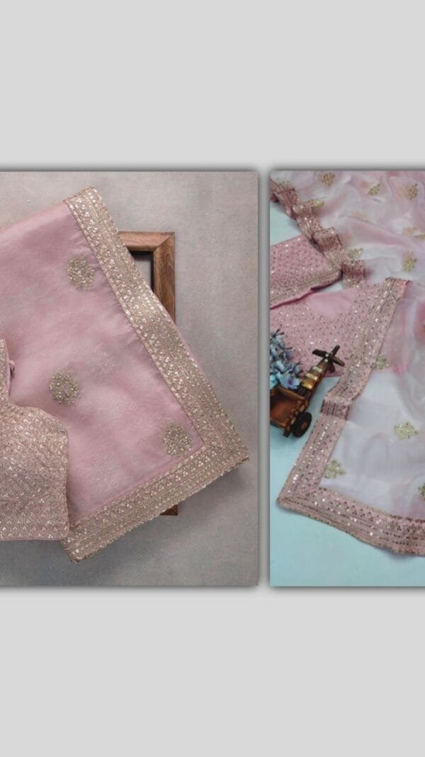 Buy Online Premium Organza Embroidery Designer Saree