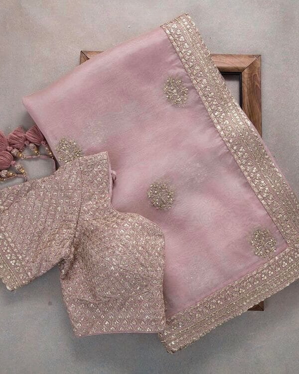 Buy Online Premium Organza Embroidery Designer Saree