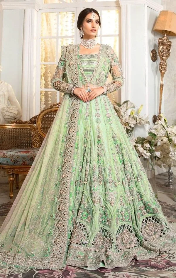 chinese dress ladies Gown Rayon Green Foil Print Gown – Kajols main image 0
