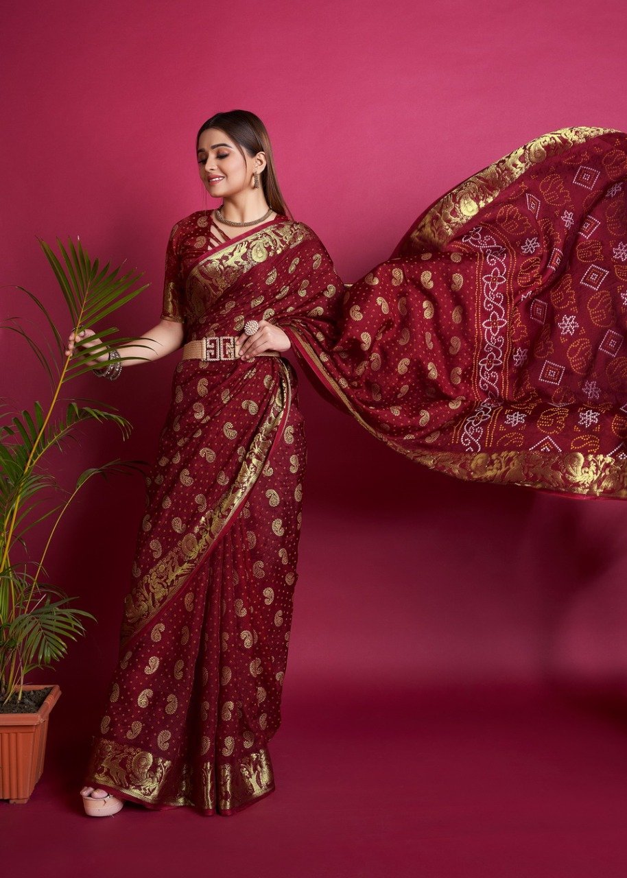 Wine South Pure Silk Woven Saree | Taneira Online Store