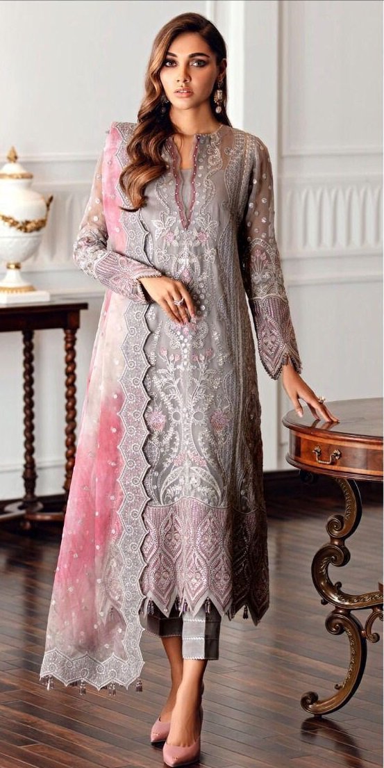 Lilac Front Slit Pure Mal Cotton Anarkali with Pathani Pants