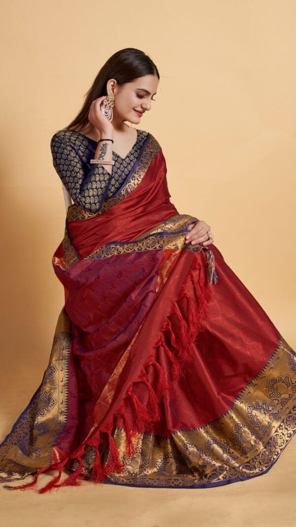 Ajrakh Silk Saree - Designer Sarees Rs 500 to 1000 -
