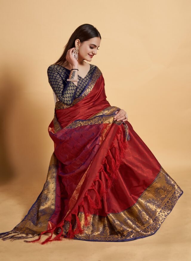 Ajrakh Silk Saree - Designer Sarees Rs 500 to 1000 -