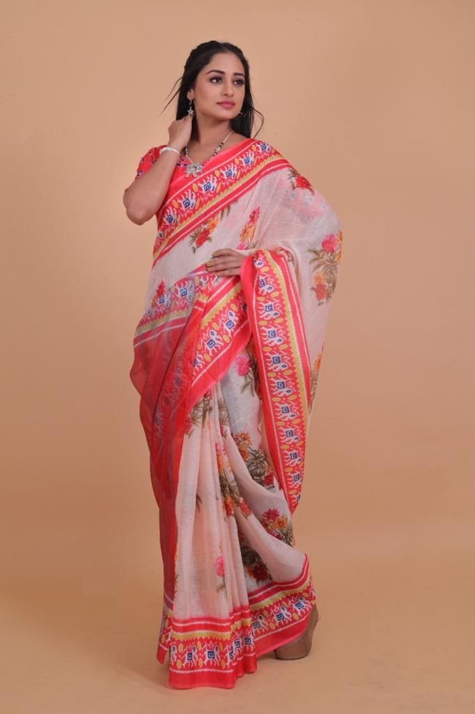 Buy Grey Designer Party Wear Cotton Handloom Sari | Party Wear Sarees