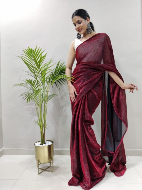 Maroon Velvet Embellished Embroidered Saree - Etsy Singapore