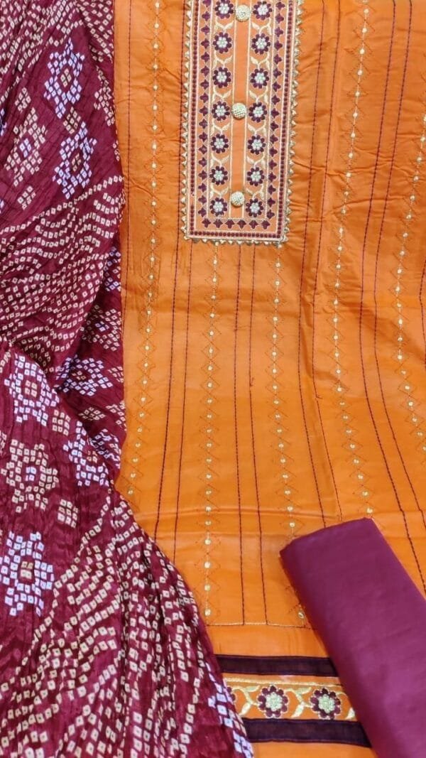 Cotton Dress Material With Chiffon Dupatta